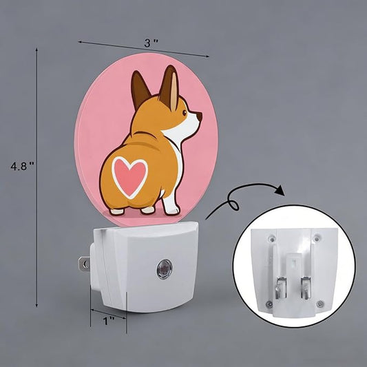 Corgi Dog Night Light Auto Sensor Led Dusk to Dawn Lamp Home Decor for Men Women