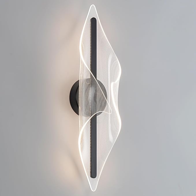 Modern Wall Sconce Light Bedroom Wall Lights Black LED Wall Lamp for Living Room Hallway Bathroom 22.4In