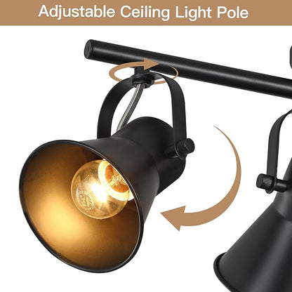 3-Lights Plug in Track Lighting with 14.8ft ON/Off Cord, Adjustable Plug in Ceiling Light,Black Track Lighting for Kitchen Dining Room Bathroom Over Sink Laundry Room