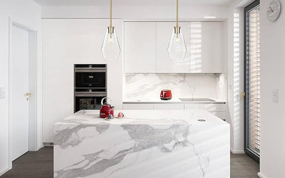XiNBEi Lighting Brass Pendant Lights Kitchen Island, Modern Farmhouse Dining Room Light Fixtures Over Table Brushed Brass Glass Kitchen Hanging Lights for Bedroom,Bar,Sink XB-P1228-BS
