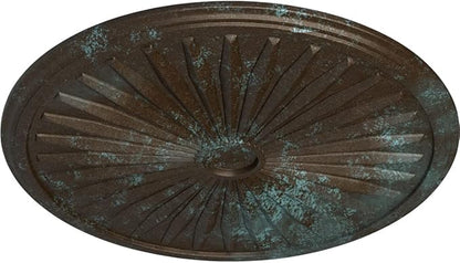 33 1/8"OD x 3 1/2"ID x 1 3/8"P Leandros Ceiling Medallion (Fits Canopies up to 5"), Hand-Painted Bronze Blue Patina
