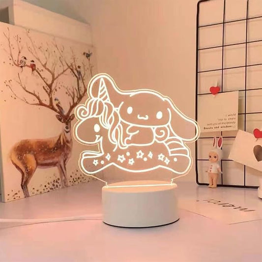 3 Color Change Cartoon Night Light, 3D Kawaii LED Desk Lamp, Acrylic Sleep Night Lamp As Best Gifts for Women Teens Boys Girls (Dog)