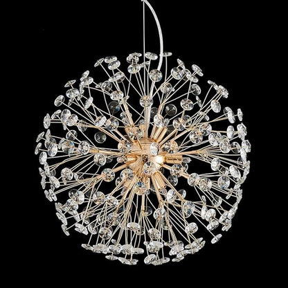 AGV LIGHTING Modern Crystal Chandelier Sputnik Dandelion Pendant Light Fixture, 8-Light Gold Chandelier for Dining Room Living Room Bedroom Foyer