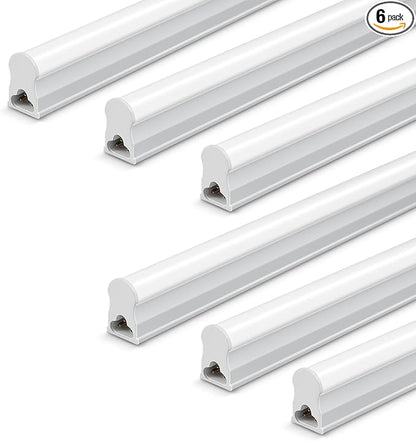 6 Pack T5 LED Shop Light, 4FT, 2200lm, 6500K Led Tube Lights Indoor, Ceiling and Under Cabinet Lighting, Plug in Bar Light for Room Garage Workshop, Corded Electric with ON/Off Switch