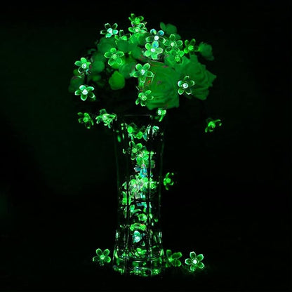 ITICdecor Solar Flower String Lights - Green Outdoor Waterproof 50 LED St. Patrick's Day Fairy Lights for Garden, Patio, Fence, Yard (Green)