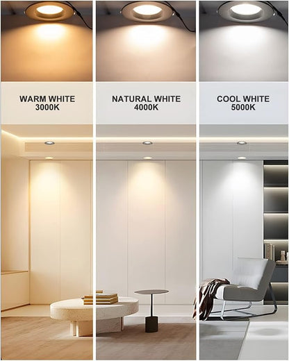 Lightdot 6 Inch Recessed Lighting 24 Pack Black, 12W Dimmable LED Downlight 3CCT Selectable (3000K/4000K/5000K), Anti-Glare Slim Canless Ceiling Light