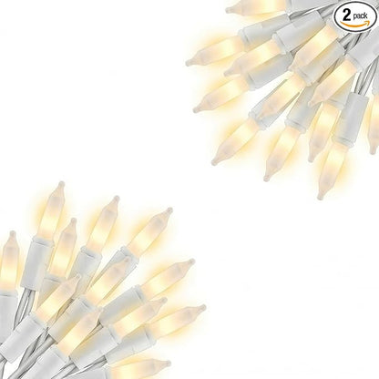 Vigdur 2 Pack 13ft 50 Clear Outdoor String Lights on White Wire Cord, UL Approved for Indoor/Outdoors Use, Connectable 120V Clear Outdoor Lights for Xmas Patio Home Party Garden Decor(White)