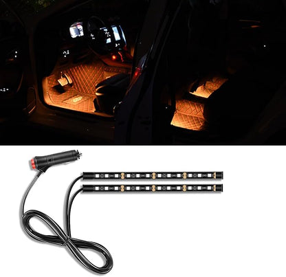 Car LED Strip Light, 24 LED RGB Auto Under Dash Interior Atmosphere Lights, 12V Ambient Night Light, Auto Interior Decorative Lamp, Universal Car Accessories (Orange, Cigarette Adapter)