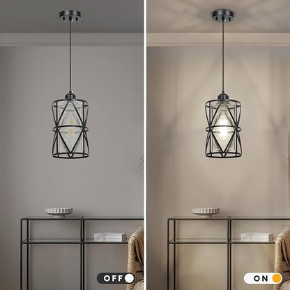 Black Pendant Lights Kitchen Island, Pendant Light with Clear Glass Shade, Modern Kitchen Lights, Hanging Light Fixture for Kitchen Island, Foyer, Dining Room, Entryway