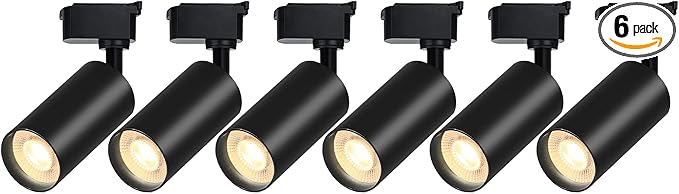 H Type LED Track Lighting Heads 6 Track Lights 4000K 20W 2400lm High Brightness Track Lighting System for Accent Lighting, Dimmable Ceiling Lights Spotlight Fixtures (No Track Rails)