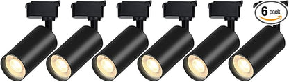 H Type LED Track Lighting Heads 6 Track Lights 3000K 20W 2400lm High Brightness Track Lighting System for Accent Lighting, Dimmable Ceiling Lights Spotlight Fixtures (No Track Rails)