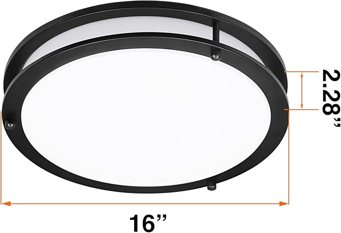 Sylvania 16" Saturn Ring LED Light Fixture,35W, 5 Temperature Select (2700/3000 / 3500/4000 / 5000K), Dimmable, 2500 LMS, Black, for Family Rooms/Hallways/Kitchens/Bedrooms - 1 Pack (67230)