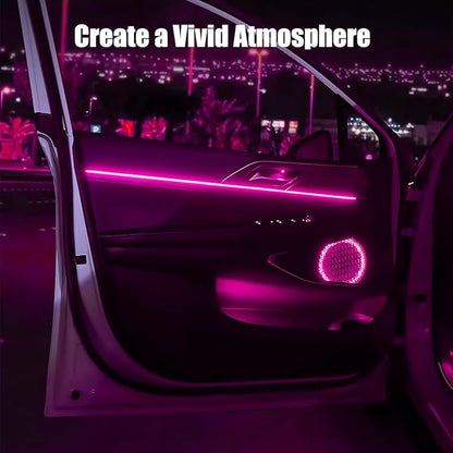 EL Wire Interior Car LED Strip Lights, 16.5FT USB Neon Glowing Strobing Electroluminescent Wire Strip with 6mm Sewing Edge, Ambient Lighting Kits for Car Home Decorations (Pink)