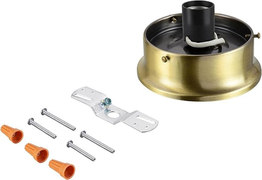 Aspen Creative 22105-07-1, Flush Mount Ceiling Fixture Shade Holder Kit in Antique Brass Finish 4-1/2" Fitter, 5" Diameter x 1-3/4" Height