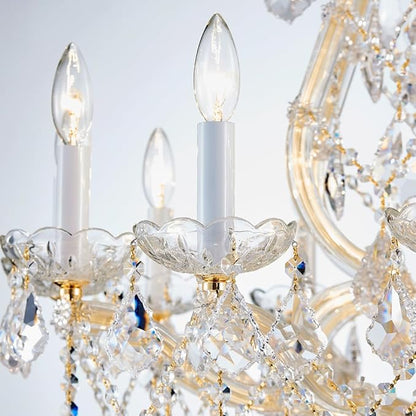 Large Gold Modern Crystal Chandelier Light Fixtures - 12 Maria Theresa Crystal Lights Pendant Light Foyer Chandelier Fixtures for Staircase Hallway Living Room Entryway