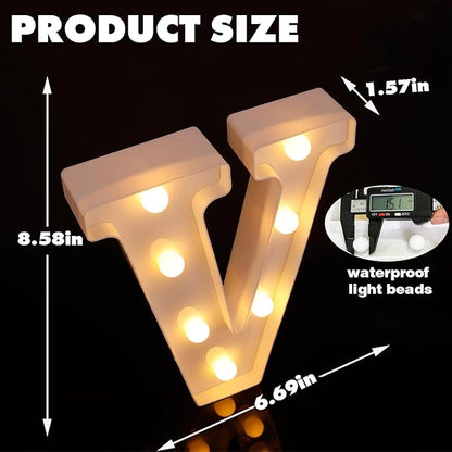 Small Led Marquee Letters, Light Up Letters, 8.58 Inch Led Letter Lights, Battery Powered Lighted Sign for Table, Party, Birthday, Christmas Decor (Letter V)