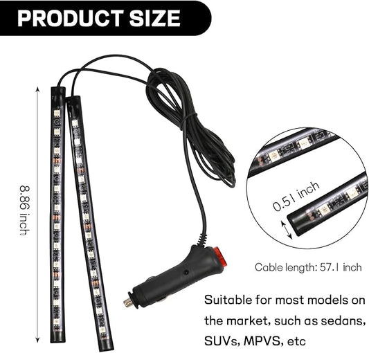 Car LED Strip Light, 12V 24 LED Interior Atmosphere Lights Under Dash Ambient Night Light, Auto Interior Decorative Lamp with Cigarette Adapter Plug, Car Accessories (Blue, Cigarette Lighter)