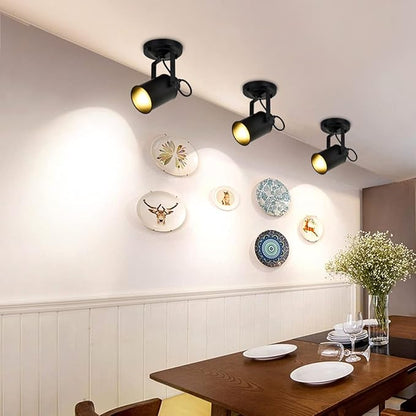 Ceiling Spotlight LED Black Modern Industrial Ceiling Light/Wall Lamp Adjustable Angle Indoor Decor Chandelier for Living Room Bedroom Shop Illumination COB Bulb 5W Warm Light