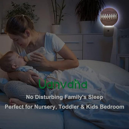 Night Lights Plug into Wall American Football Laces Close Up Night Light Dusk to Dawn Sensor LED Lighting for Bedroom Bathroom Living Room, 0.5W Sleep Friendly