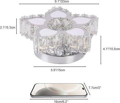 FRIXCHUR Dimmable LED Chandelier Crystal Ceiling Light with Remote Control Small Chandelier for Hallway Bedroom Kids Room Girls Room