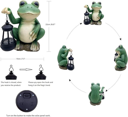 Glowing Garden Frog Outdoor Decor Cute Animal Outdoor Statue for Yard Patio Ornaments, Solar Frog Garden Decor for Birthday Housewarming Gifts for Woman, Mom, Grandma
