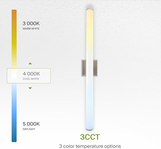 ASD 48" LED Linear Vanity Light Fixture, Modern Bathroom Sconce — 3 Color 3000K-5000K, Dimmable, 35W 3800LM, Energy Star & ETL Listed — Over Mirror Makeup Slim Bar for Bedroom, Cabinets — Nickel