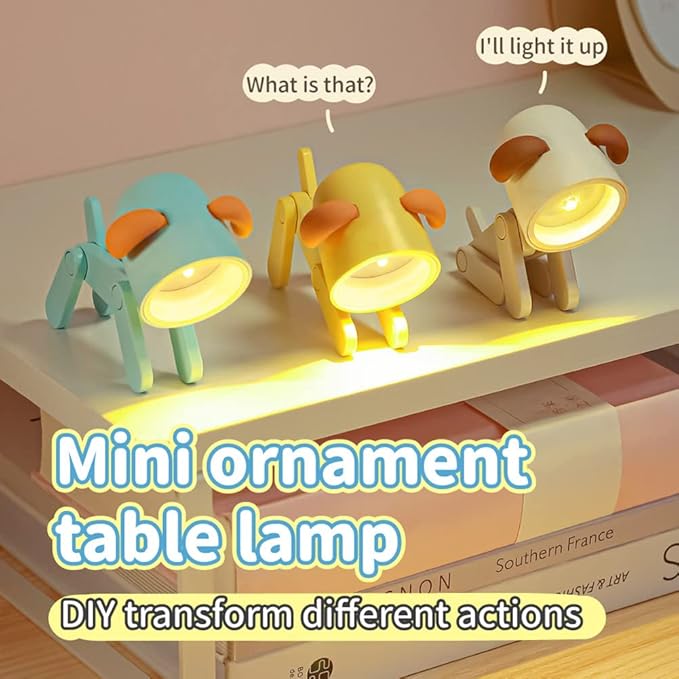 Cute Night Light for Kids, Adorable Mini Led Table Desk Lamp, Decorative Lamp Nightstand, Animal Pet Nightlights, Christmas Decorate Birthday Gifts for Children, Students (1 x Blue Dog)