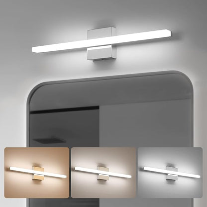 Combuh Modern Bathroom Vanity Light Fixtures Above Mirror Soft Shadow Free Wall Lamp, LED 14W 24 Inch Long Lamp Bars 3CCT Dimmable Chrome Sink Restroom Lighting Lámparas Luces para Baños Sobre Espejo