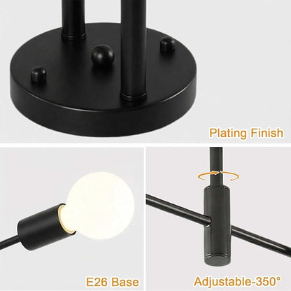 Modern Sputnik Chandelier 4-Light Adjustable Ceiling Light Fixture Black Semi Flush Mount Ceiling Lamp with E26 Base Industrial Ceiling Light for Dining Room Bedroom Foyer Hallway Living Room