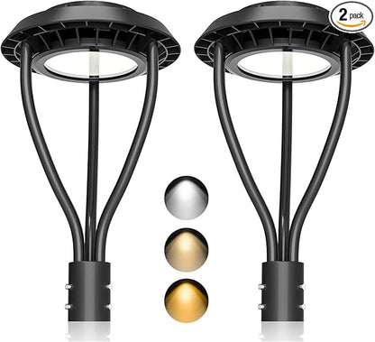 KUKUPPO 2Pack 150W LED Post Top Light ETL Listed 21000Lm Adjustable CCT 3000K/4000K/5000K, Adjustable Wattage 150W/120W/90W Outdoor Pole Light Fixture with Photocell IP65 Waterproof 100-277V