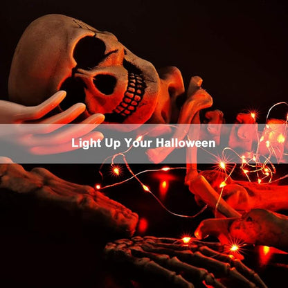 BrizLabs Orange Halloween Lights, 4 Pack 19.47ft 60 LED Orange Fairy Lights String, 2 Modes Battery Halloween String Light, Indoor Silver Wire Twinkle Light for Christmas Thanksgiving Party Carnival