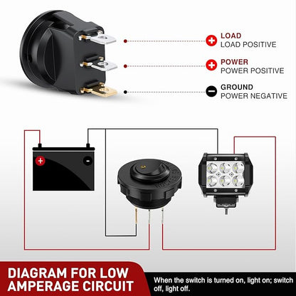 Nilight 1PC Round Rocker Switch with Shell 12V 24V 20A Yellow LED Toggle swtich with 16AWG Wires SPST 3Pin 2 Position for Car Truck Vehicle Boat Marine Rocker On Off Control