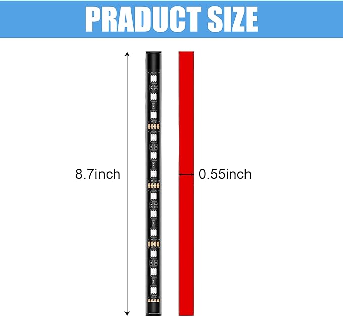 Car LED Strip Light, 24 LED RGB Neon Auto Interior Atmosphere Lights, 12V USB Port Under Dash Ambient Night Light, Universal Decorative Lamp Accessory for Car Truck (Red, USB)