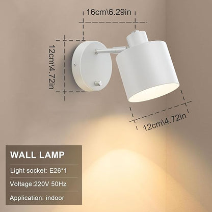 LIGHTESS Wall Sconces Set of Two with Switch, Dimmable Indoor Hardwired Wall Sconce, Industrial Wall Lights for Bedroom, Living Room, Bathroom, Hallway, Kitchen (Not Included Bulb)