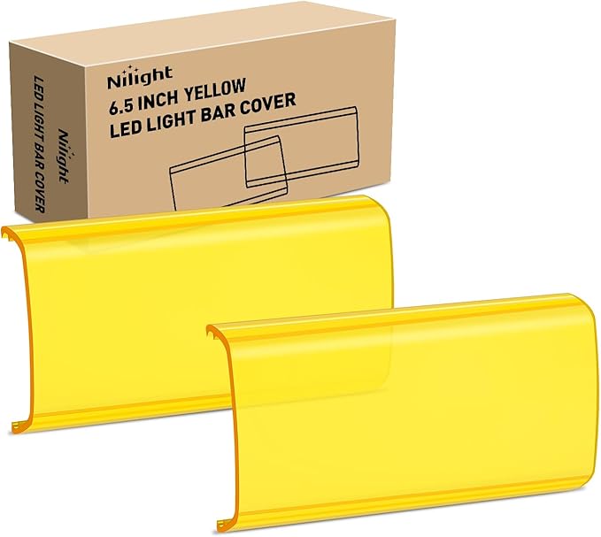 Nilight 6.5 Inch LED Light Bar Cover 2 PCS Yellow Protective Covers Durable Polycarbonate Lens Waterproof Dustproof Scratch-Proof for Double-Row Lights Off Road Driving Lighting