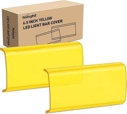 Nilight 6.5 Inch LED Light Bar Cover 2 PCS Yellow Protective Covers Durable Polycarbonate Lens Waterproof Dustproof Scratch-Proof for Double-Row Lights Off Road Driving Lighting
