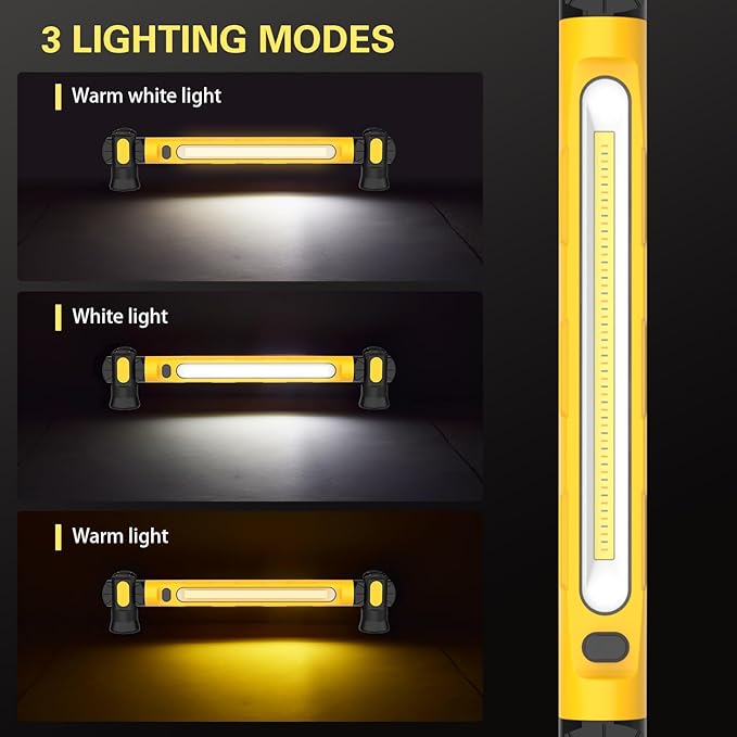 ERAY Magnetic LED Work Light Bar, 6000mAh /3000LM Rechargeable Inspection Lamp - 3 Color Modes 360° Adjustable USB Output IP55 Waterproof, Car Repairing Inspection Garage Workshop Emergency