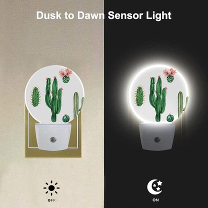 EKOBLA Cactus Plug-in Night Light, Pink Flower Desert Plant LED Nightlight for Girls & Boys Bedroom Decor