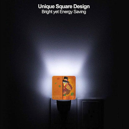 LED Night Light Plug into Wall with Dusk to Dawn Light Sensor White Energy Efficient Thanksgiving Cartoon Turkey Nightlight for Bedroom Bathroom Hallway Living Room Kitchen