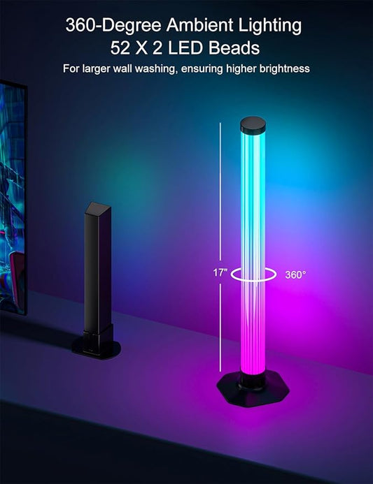 RGB Light Bar, 17" LED Light Bar 360 Degree Emitting, APP Control USB Powered, Color Changing TV Backlight,Monitor Backlights with Music Sync, Ambient Lighting for Desk, PC, Gaming, Party