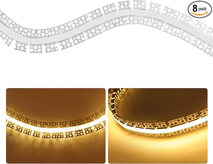 Flexible Plaster in LED Channel 6.6ft ×8Pack Curved Recessed Drywall Aluminum Strip Light Track with White Diffuser for LED Tape Mounting Profile