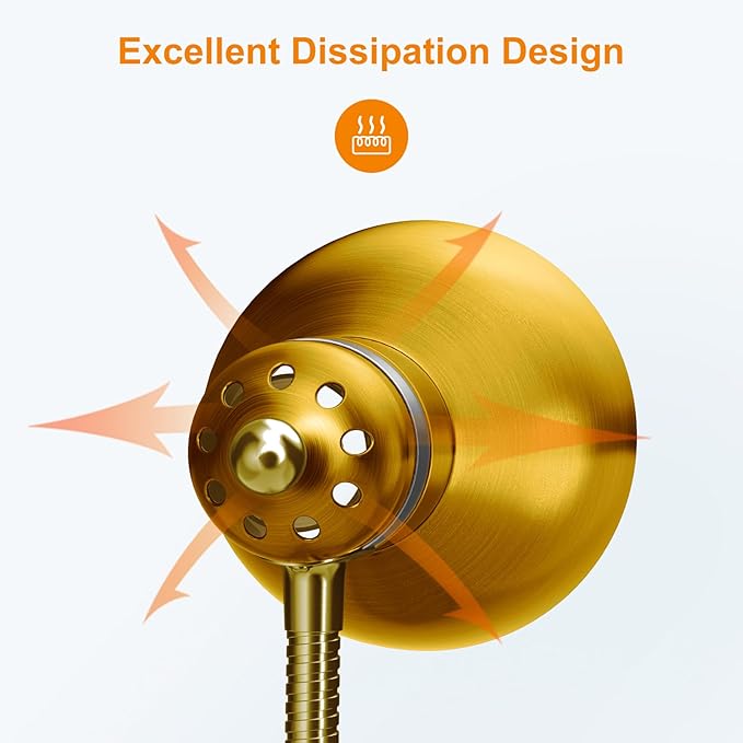 LEPOWER Metal Desk Lamp, Adjustable Goose Neck Table Lamp, Eye-Caring Study Desk Lamps for Bedroom, Study Room and Office (Gold)