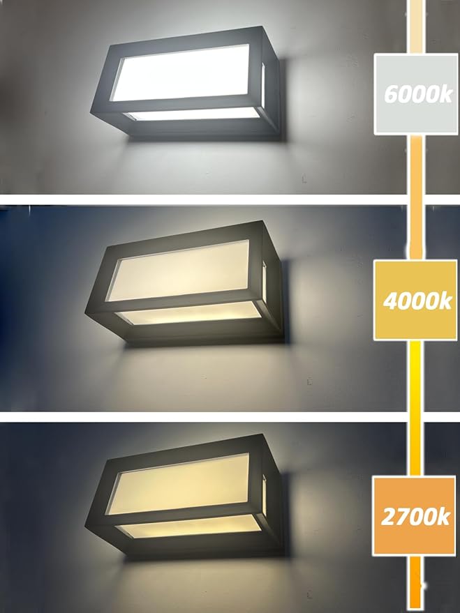 rosykite Outdoor Wall Sconce Lights 2Pack, Square LED Outdoor Wall Lights 18W, 3CCT Selectable 3000K 4000K 5000K Daylight, Modern Waterproof Exterior Wall Light for House, Porch, Garage