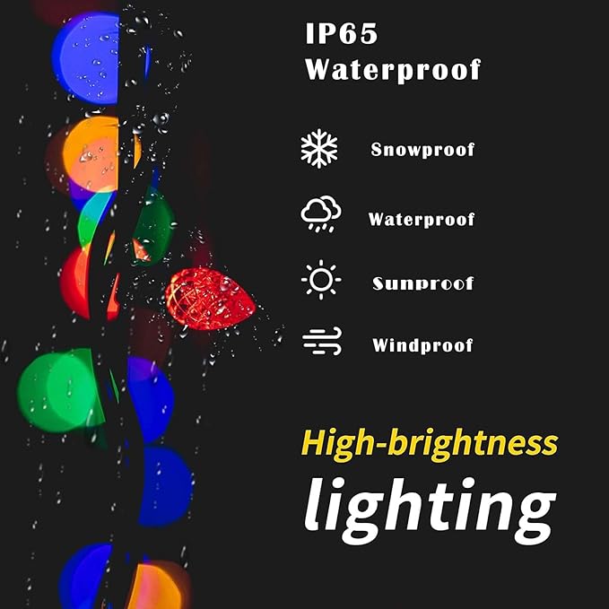 ITICdecor C6 Solar String Lights Outdoor Waterproof, 23FT 50LED Solar Christmas Lights Fairy Lights Decor, 8 Lighting Mode, Christmas Decorations for Xmas Tree Patio Party Decor(Multicolor)