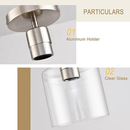Brushed Nickel Semi Flush Mount Ceiling Light,Modern Ceiling Light Fixture for Closet Hallway Entryway Fixture Brushed Nickel Finish 1 Pack