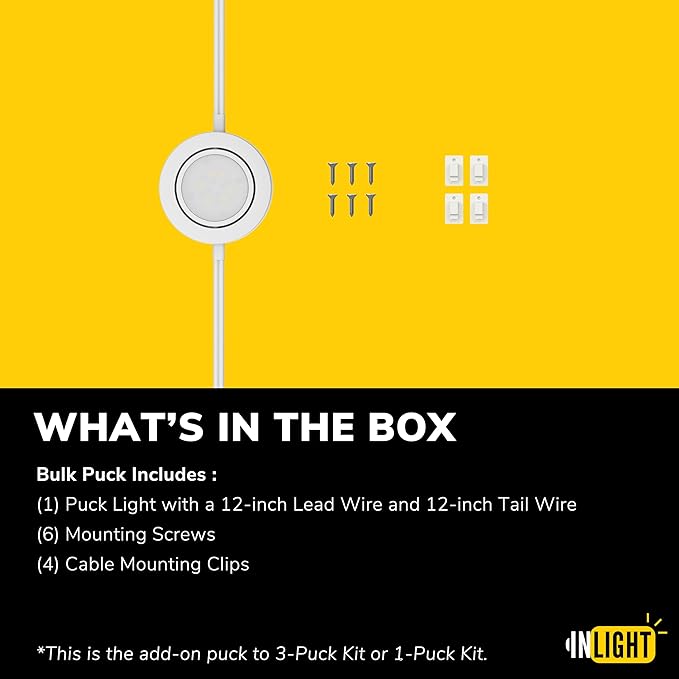 Getinlight LED Puck Lights, 2.75" Metal Housing, Wall-Dimmer Compatible, 2700K Warm White, White Finish, Plug-in or Hardwired, ETL Listed, IN-0107-1