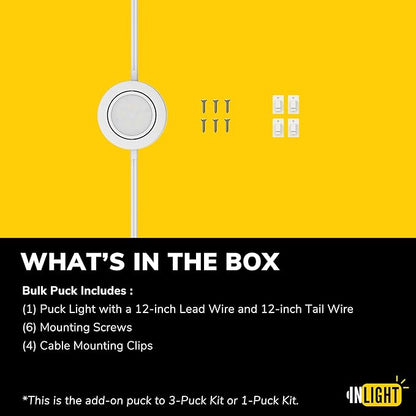 Getinlight LED Puck Lights, 2.75" Metal Housing, Wall-Dimmer Compatible, 2700K Warm White, White Finish, Plug-in or Hardwired, ETL Listed, IN-0107-1