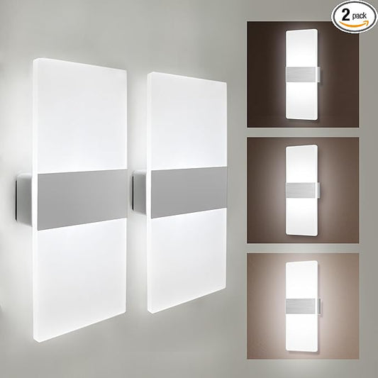 MEHIDFY Wall Sconces Sets of 2, Dimmable Touch Control Wall Lamp, Rechargeable LED Wall Sconces, Battery Operated Wall Lights, Bedside Lamp, Reading Light Bedroom with 4 Brightness (White)