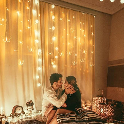 Butterfly Curtain Fairy String Lights, 120LED 8 Modes USB Powered Timer Firefly Twinkle Light with Romote, 14.7FT Copper Wire Hanging Decoration for Room, Wedding, Bedroom, Party, Christmas Decor