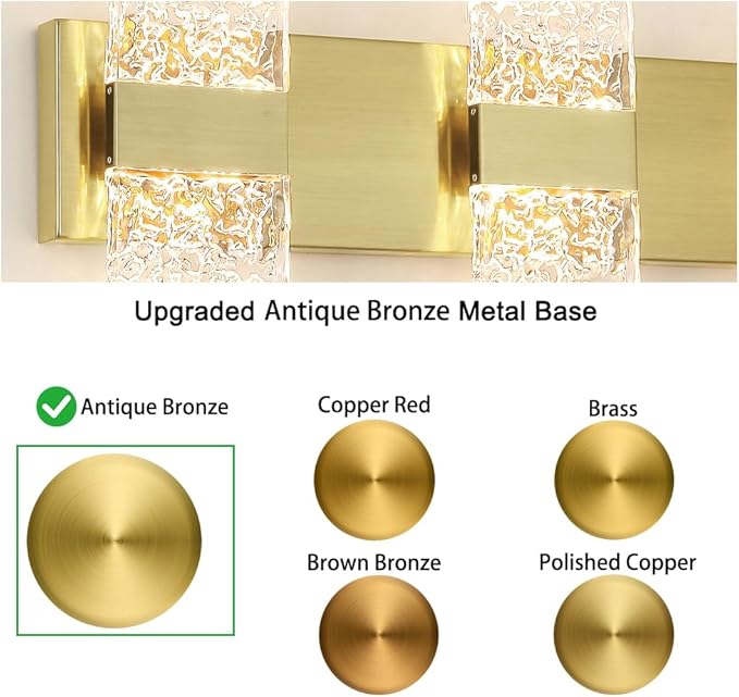 Bathroom Vanity Light Fixture, Modern Brushed Gold LED Vanity Light, Dimmable 24W LED Wall Sconce Lighting for Bathroom, Bedroom, Perfect for Makeup & Shaving